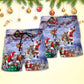 Santa Night Story Christmas Art - Beach Short