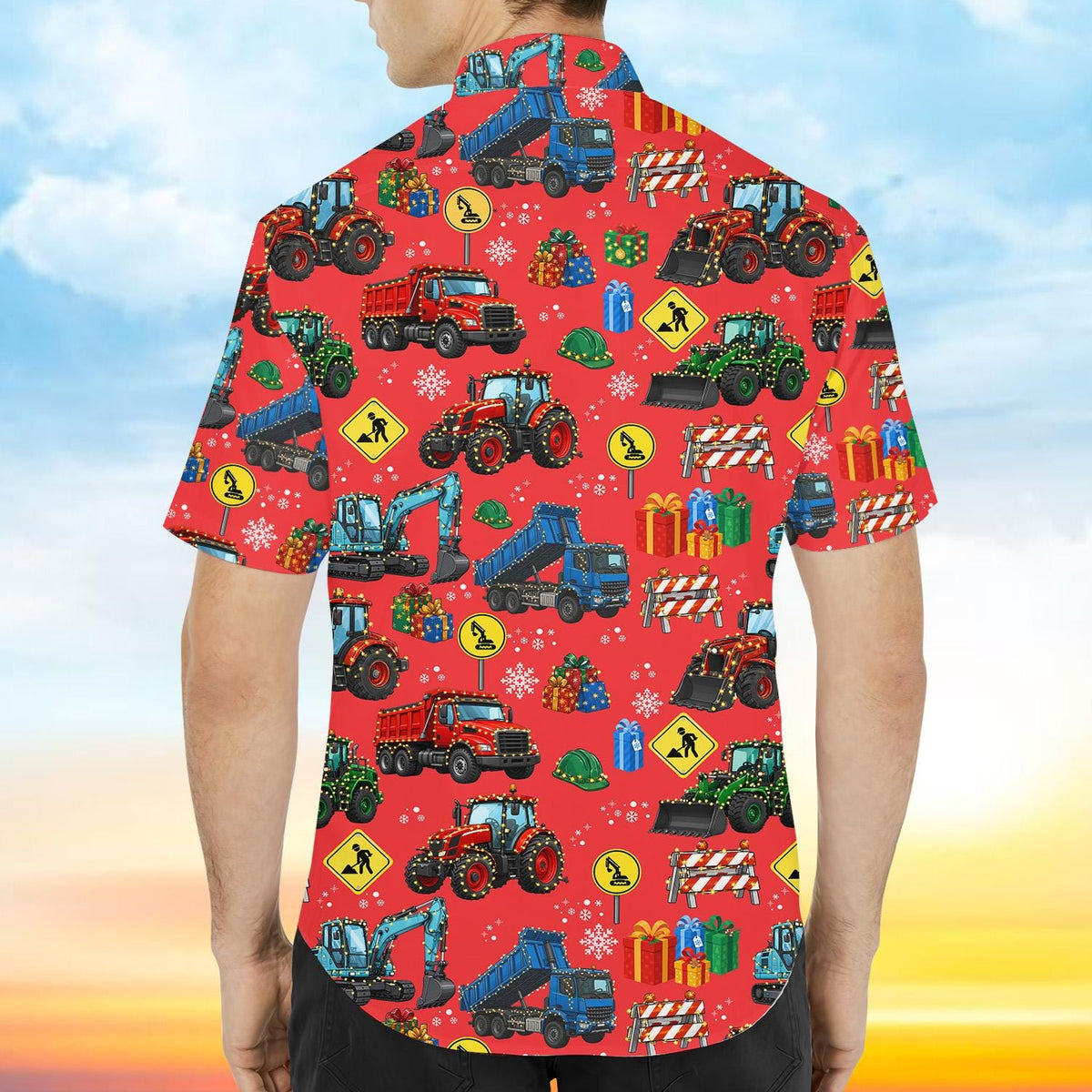 Christmas Tractor Excavator Dump Truck Construction – Hawaiian Shirt