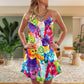 Colorful Cute Kitten Happy Life – Women's Summer Sleeveless V-Neck Camisole Dress