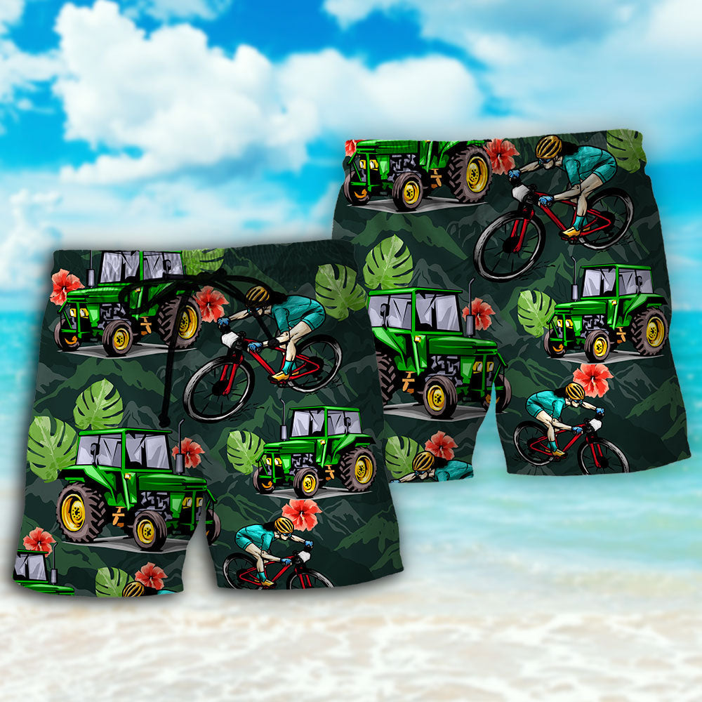 Tractor I Like Tractors And Moutain Biking - Beach Short - Owls Matrix LTD