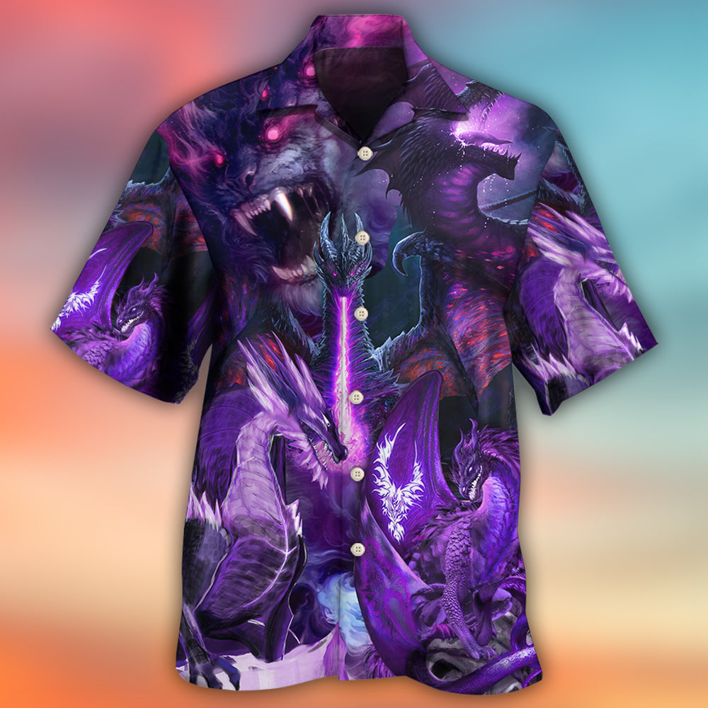 Dark Purple Dragon Lightning Fantasy - Hawaiian Shirt