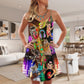 Rocker Cat Lovely Style – Women's Summer Sleeveless V-Neck Camisole Dress