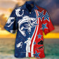 Patriotic Fishing Star America - Hawaiian Shirt