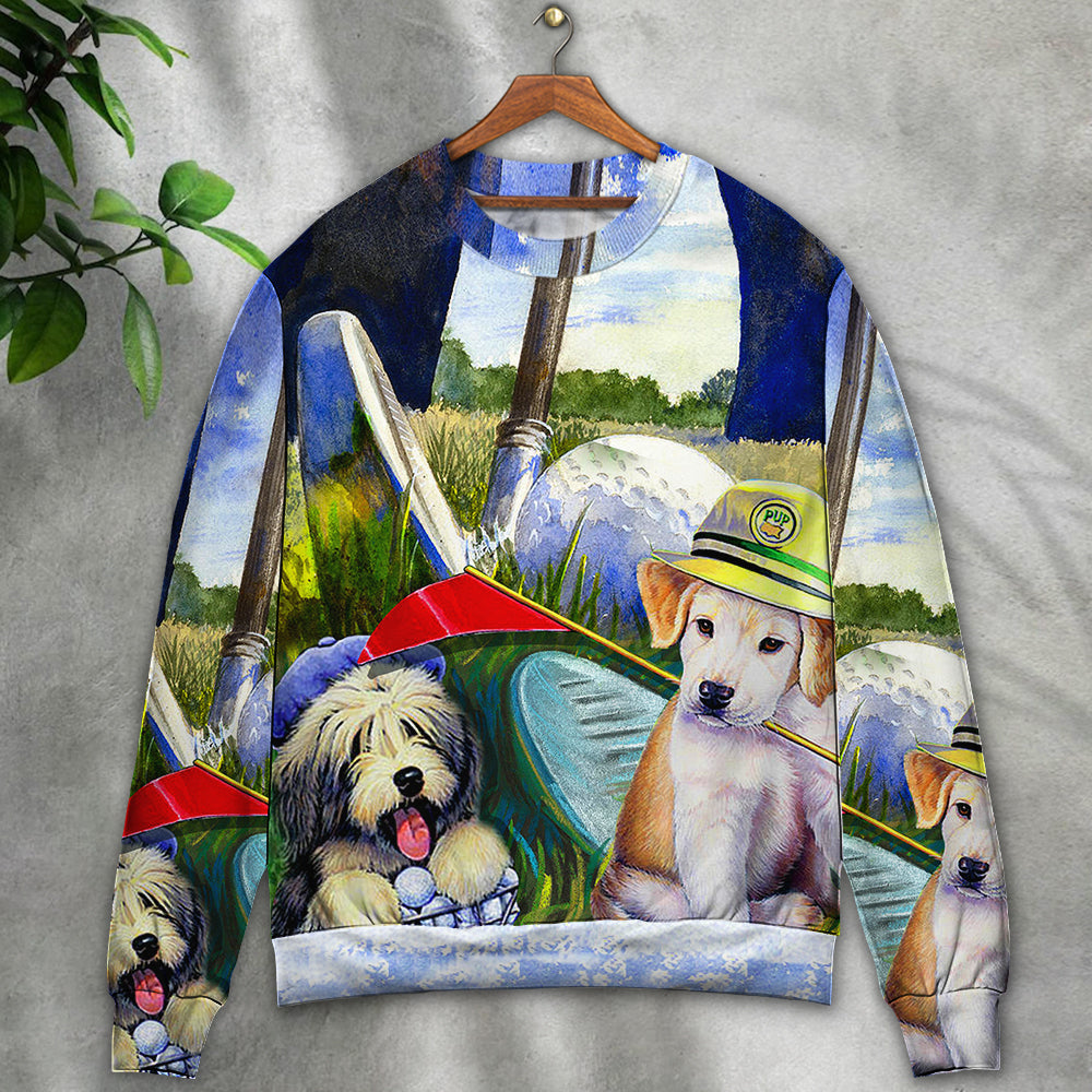 Funny Golf Dog Lover Art Style – Sweater - Ugly Christmas Sweater