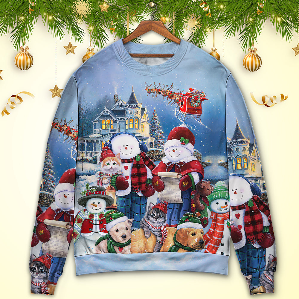 Christmas Family Snowman Love Happy Xmas – Sweater - Ugly Christmas Sweater