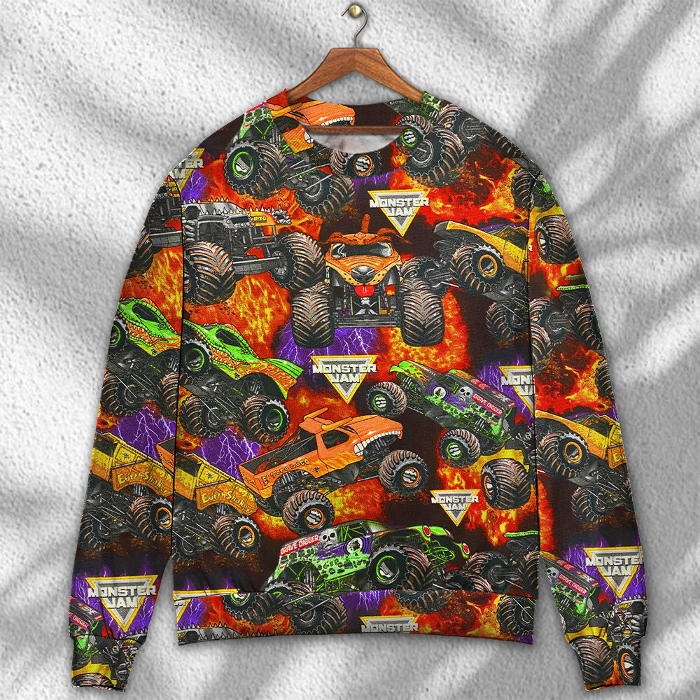 Monster Truck Packed Power Style – Sweater - Ugly Christmas Sweater
