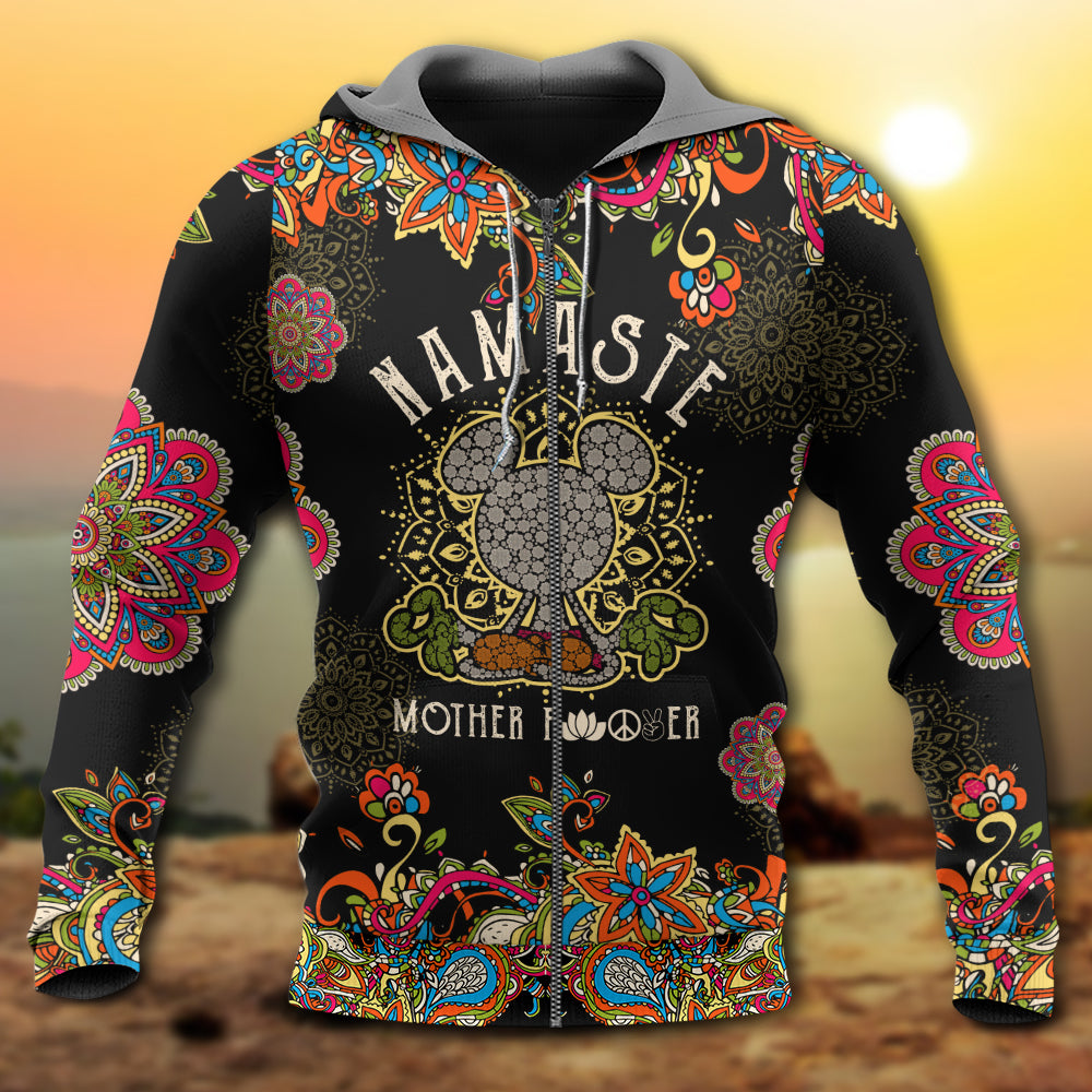 Mouse Yoga Namaste Mandala Flower Art - 3D Hoodie