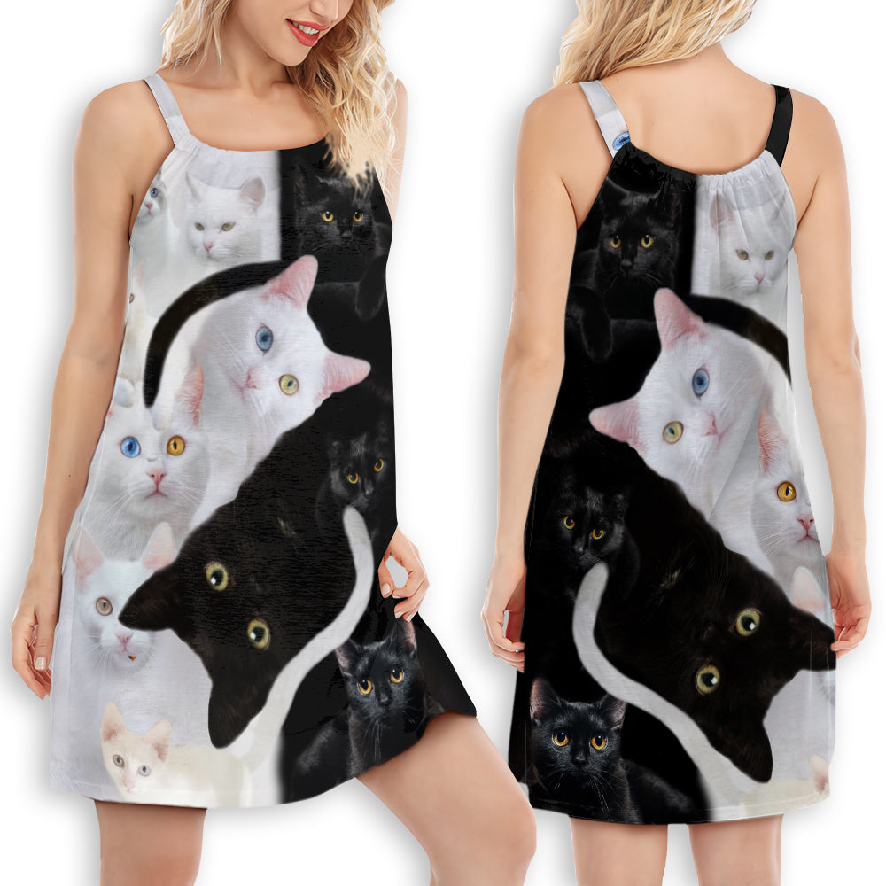 Cats Are Better Quote – Women's Summer Sleeveless V-Neck Camisole Dress