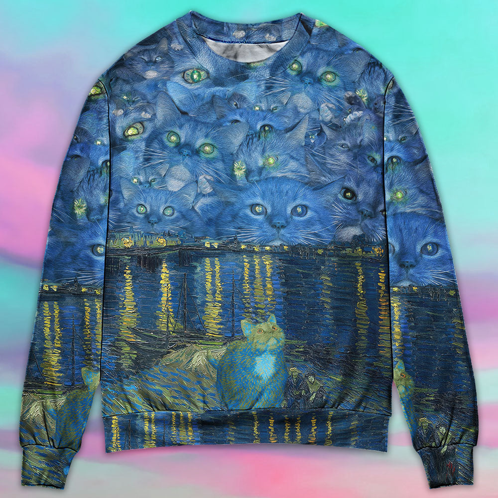 Cat Starry Night Artistic Style – Sweater - Ugly Christmas Sweater