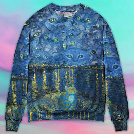 Cat Starry Night Artistic Style – Sweater - Ugly Christmas Sweater