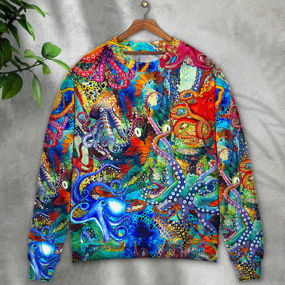 Octopus Lover Colorful Art Style – Sweater - Ugly Christmas Sweater