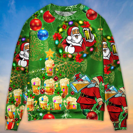 Christmas Funny Santa Holiday Tree Glow – Sweater - Ugly Christmas Sweater