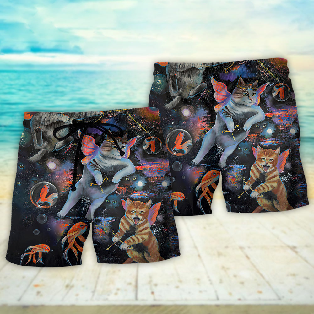 Cat Cupid With Goldfish Fantasy – Beach Short