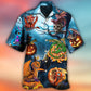Halloween Dragon And Pumpkin Dark Sky - Hawaiian Shirt