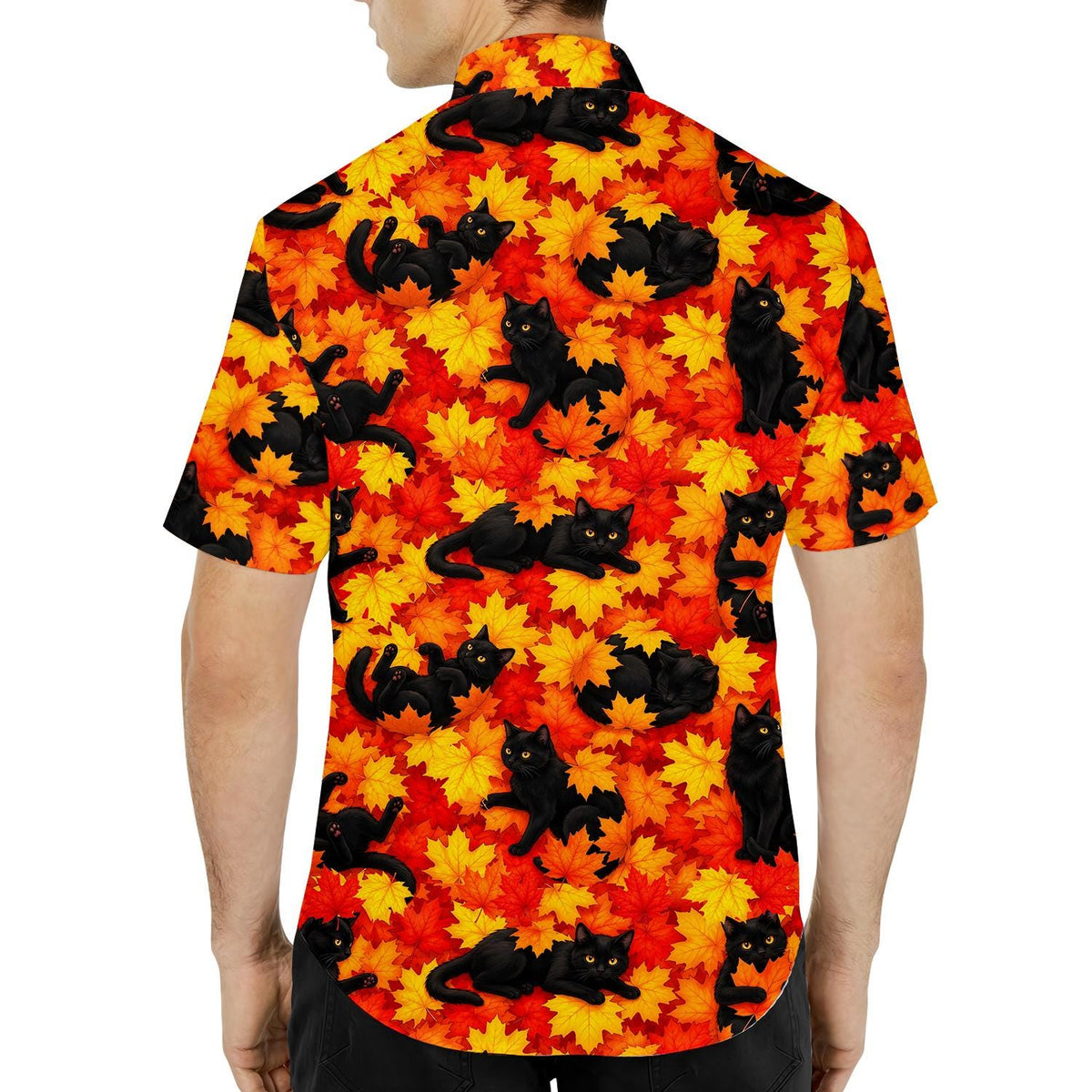 Autumn Black Cat Maple Leaf Tropical – Hawaiian Shirt