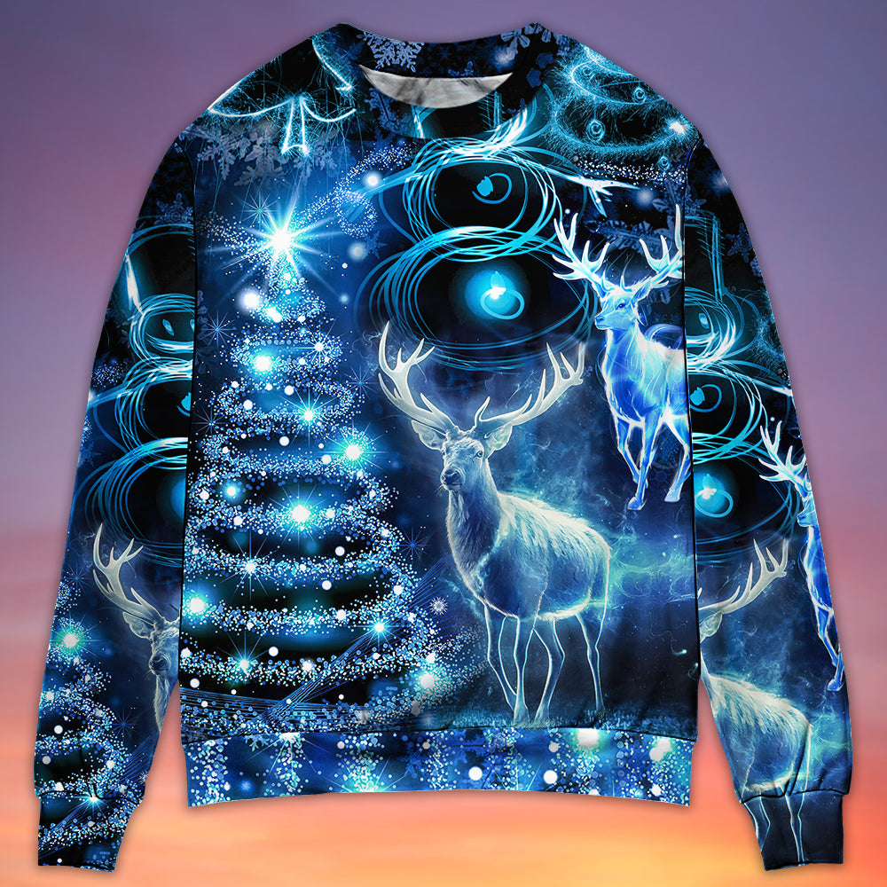Christmas Deer Snowman Tree Glow Light – Sweater - Ugly Christmas Sweater