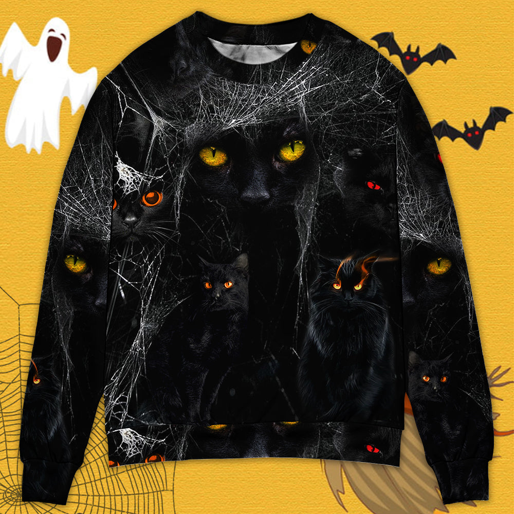 Halloween Black Cat Dark Night Art – Sweater - Ugly Christmas Sweater
