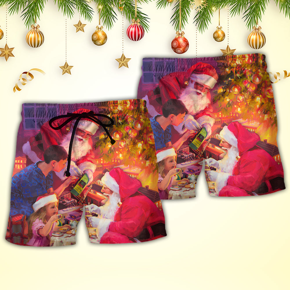 Christmas Santa Light Story Art – Beach Short