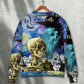 Halloween Skull Smoke Starry Night Art – Sweater - Ugly Christmas Sweater