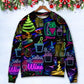 Christmas Wine Neon Art Style – Sweater - Ugly Christmas Sweater