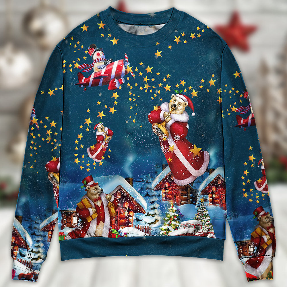 Christmas Bear Santa Happy Holiday – Sweater - Ugly Christmas Sweater