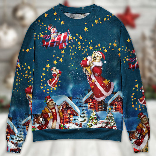 Christmas Bear Santa Happy Holiday – Sweater - Ugly Christmas Sweater