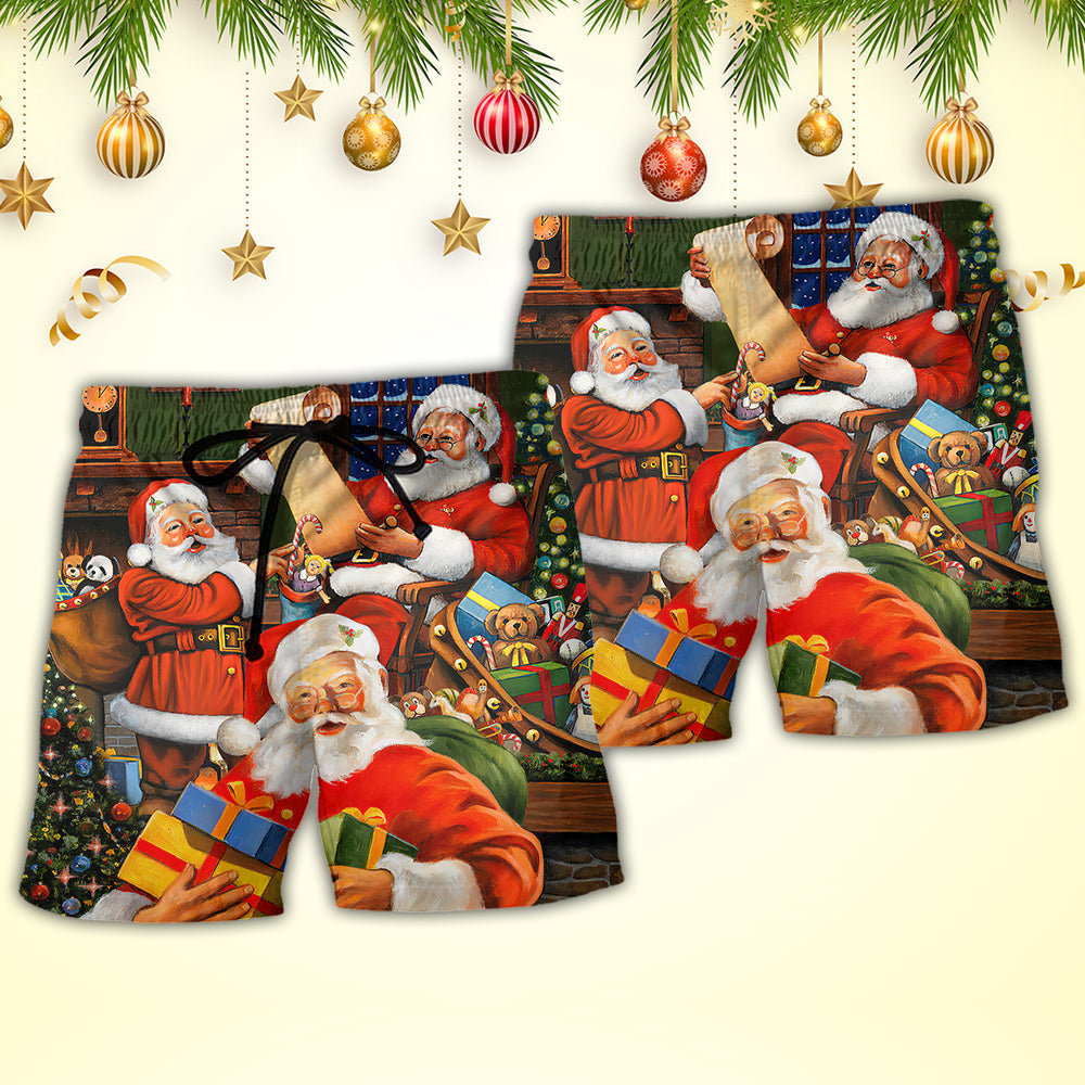 Christmas Santa Classic Holiday Art – Beach Short