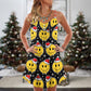 Christmas Smiling Face Santa Hat – Women's Summer Sleeveless V-Neck Camisole Dress