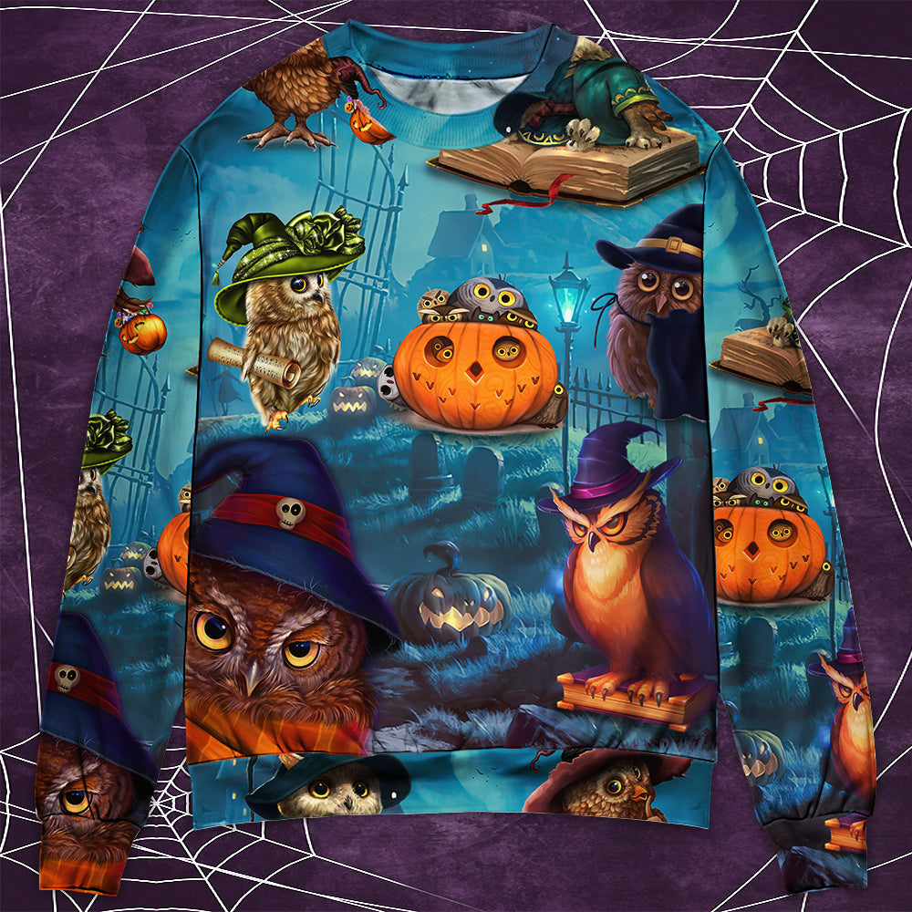 Halloween Owl Witch Night Sky Art – Sweater - Ugly Christmas Sweater