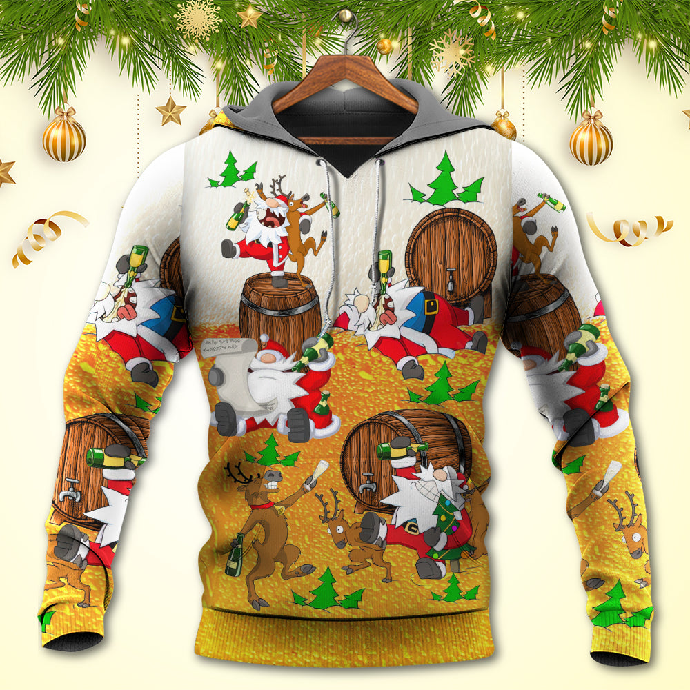 Christmas Santa Beer Cheerful Style - Hoodie