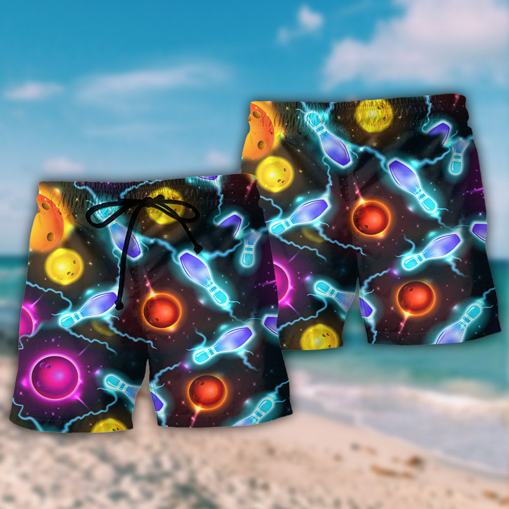 Bowling Ball And Pins Amazing Galaxy - Beach Short