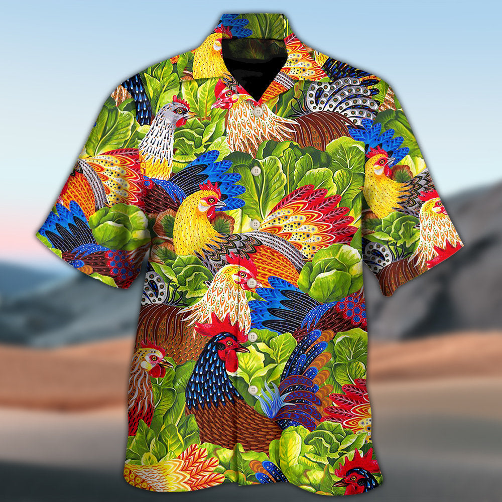 Chicken Family Colorful Art – Hawaiian Shirt