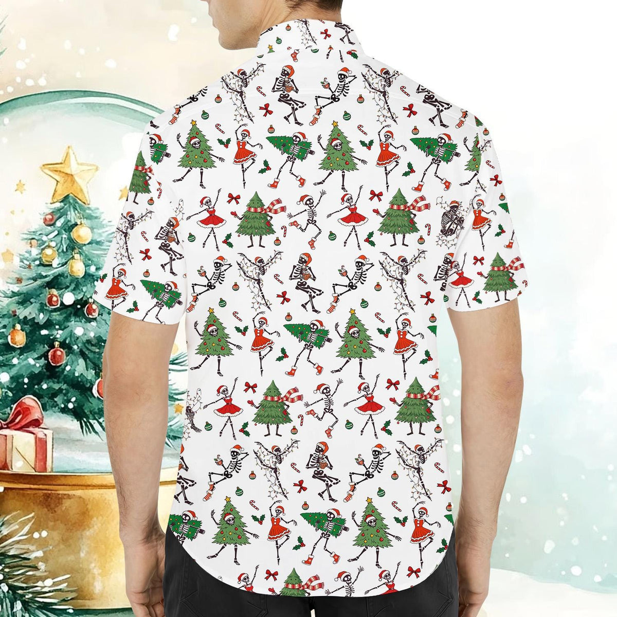 Christmas Skeleton Santa Dancing Tree Holiday – Hawaiian Shirt