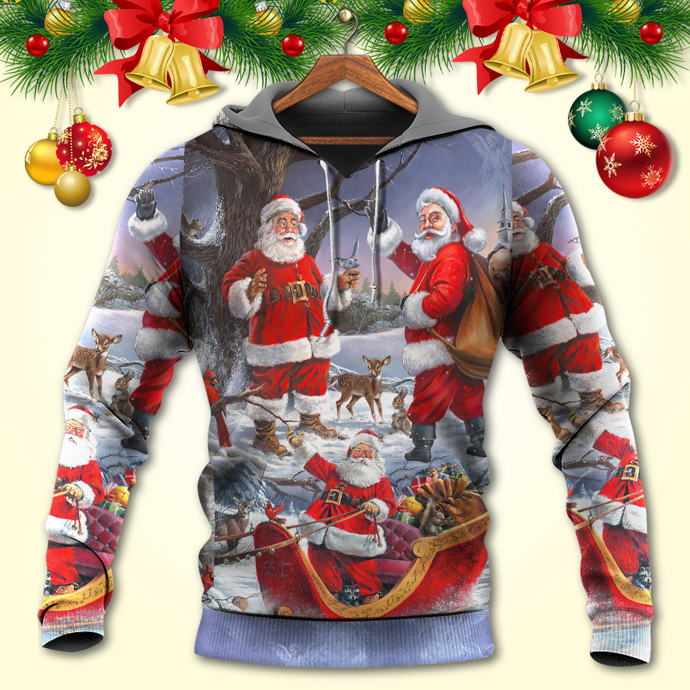 Funny Santa Xmas Coming Art - 3D Hoodie