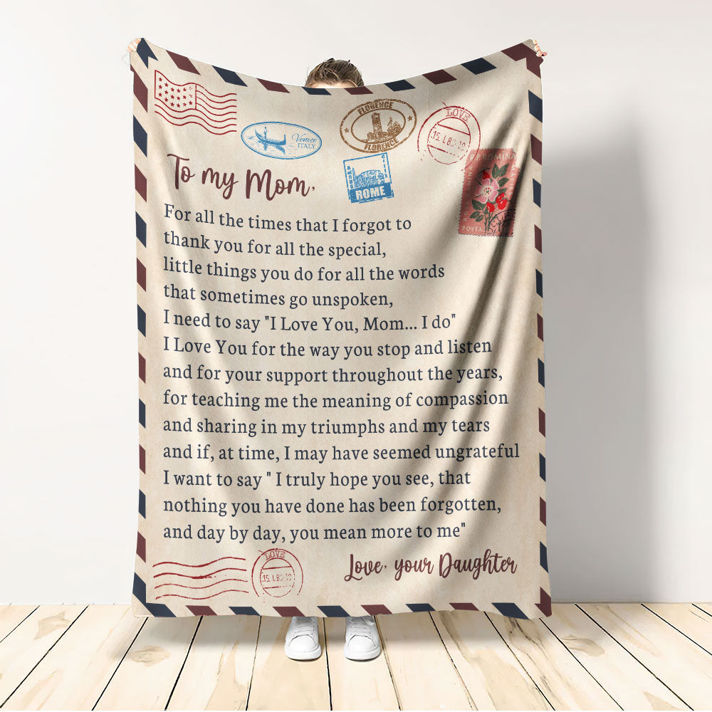 Dear Mom Daughter Love Letter Flannel Blanket For Soft Bed Couch And Home Comfort