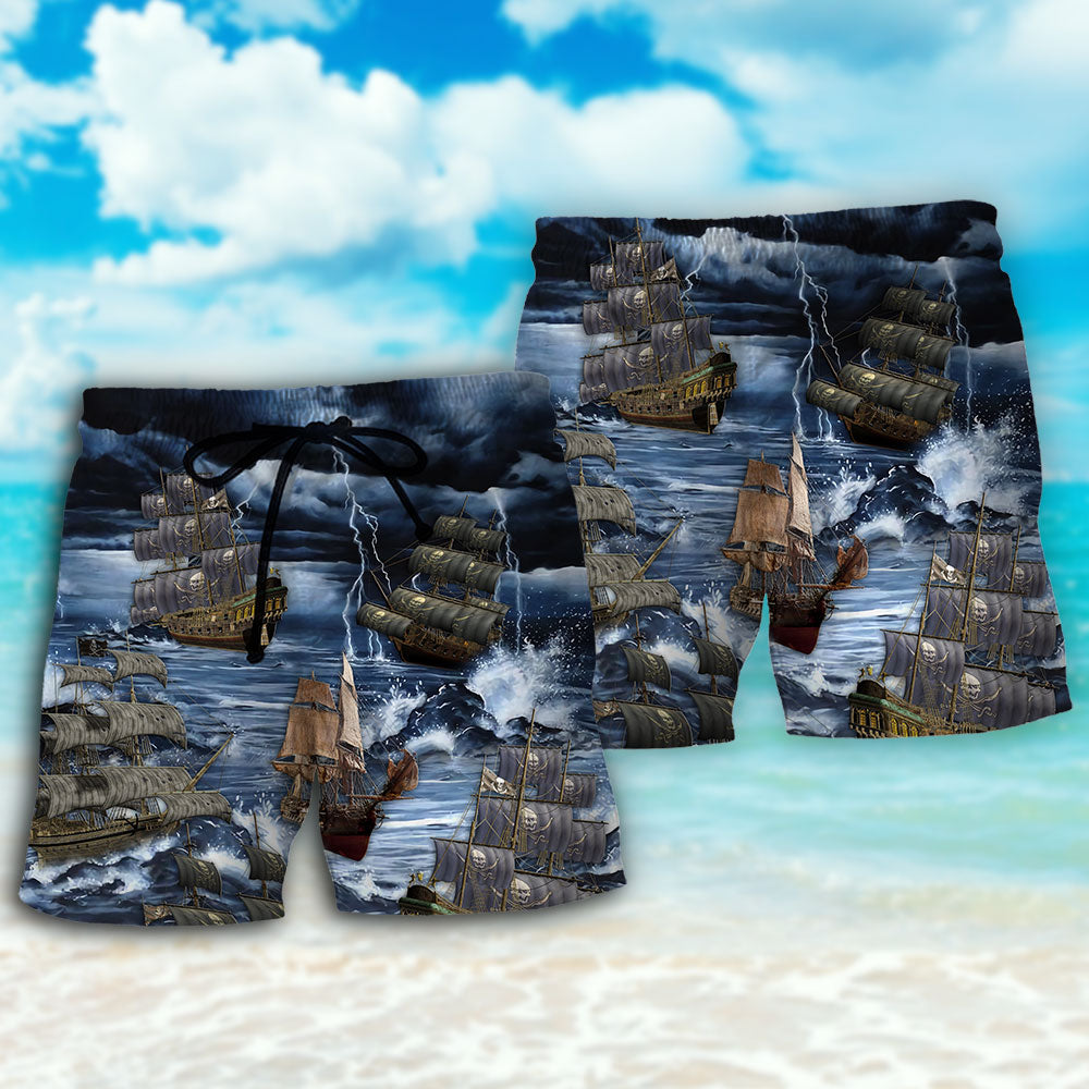 Sailing Through Storm Thunder Art – Beach Short
