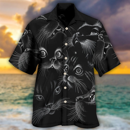 Black Cat Bold Artistic Design – Hawaiian Shirt
