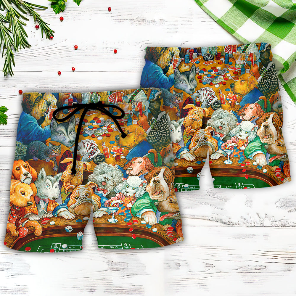 Gambling Dog Playing Cards – Beach Short