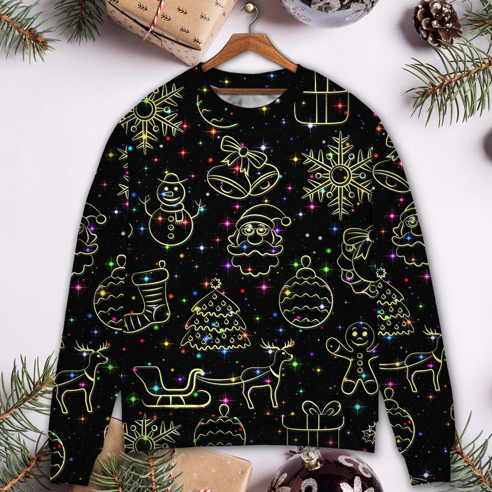 Christmas Neon Light Starry Night Art – Sweater - Ugly Christmas Sweater