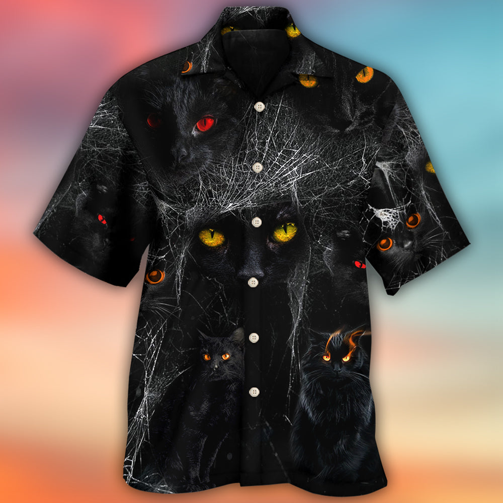 Halloween Black Cat In Dark Night – Hawaiian Shirt