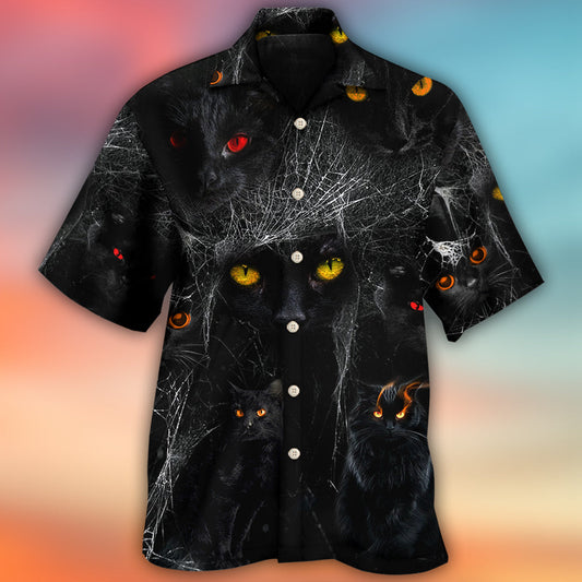 Halloween Black Cat In Dark Night – Hawaiian Shirt