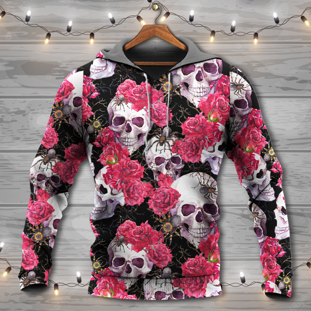 Skull And Roses Artistic Gothic Style - Hoodie