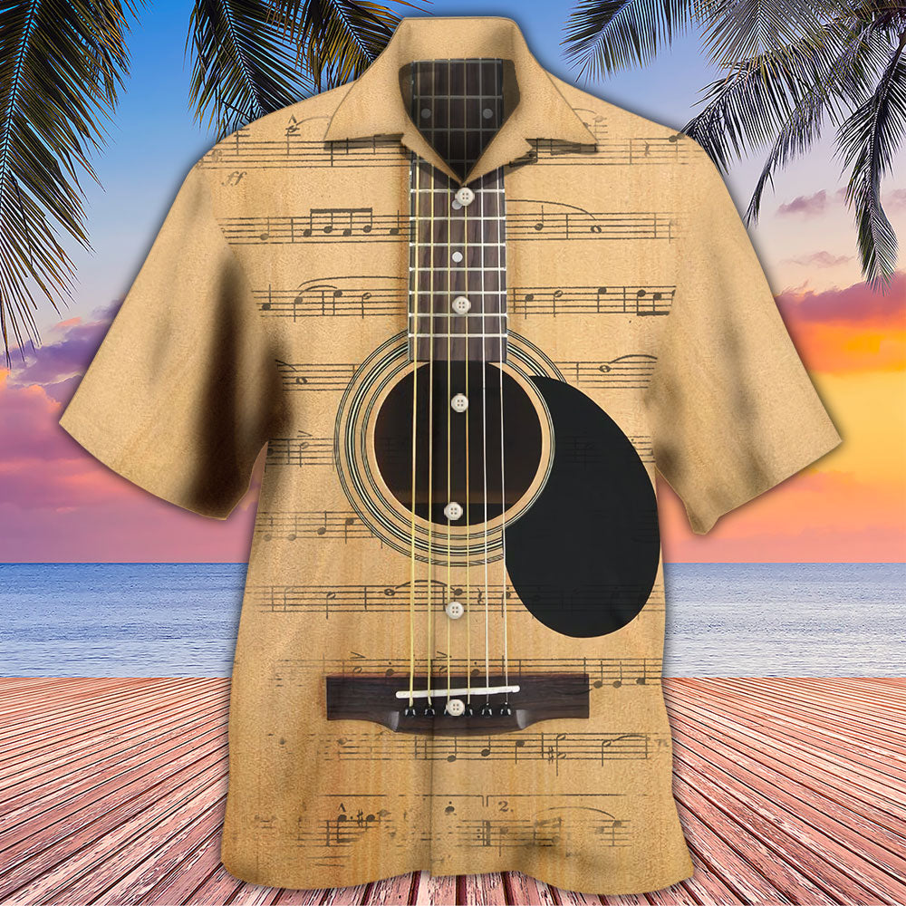 Retro Guitar Music Notes - Hawaiian Shirt