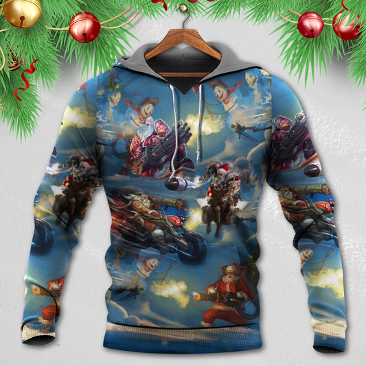Santa Holiday Action Art - 3D Hoodie