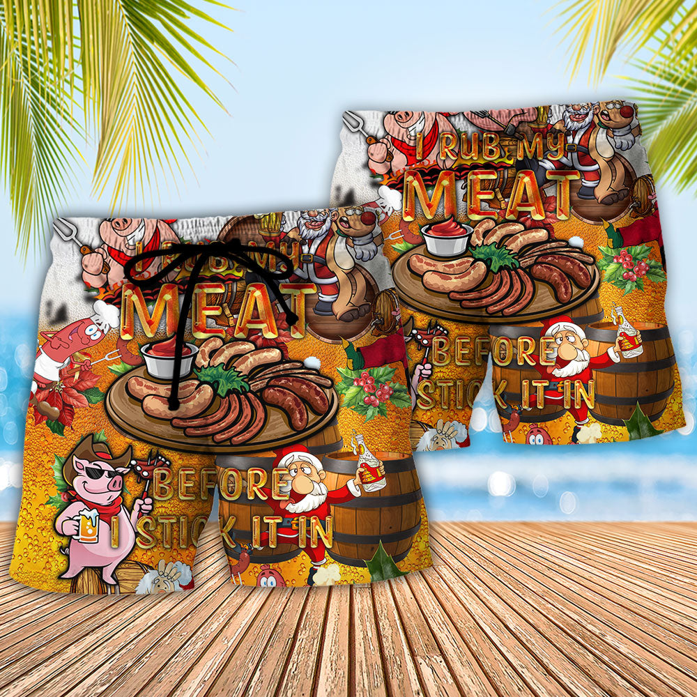 BBQ Meat Rub Funny Cooking - Beach Short