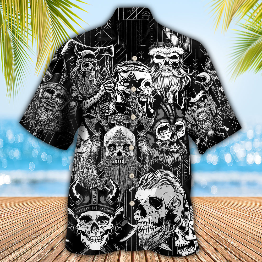 Viking Warrior Skull With Crossed Axes - Hawaiian Shirt