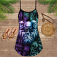 Screaming Blue Skull Art – Women's Summer Sleeveless V-Neck Camisole Dress