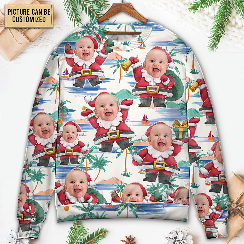 Christmas Santa Summer Beach Custom Style – Sweater - Ugly Christmas Sweater