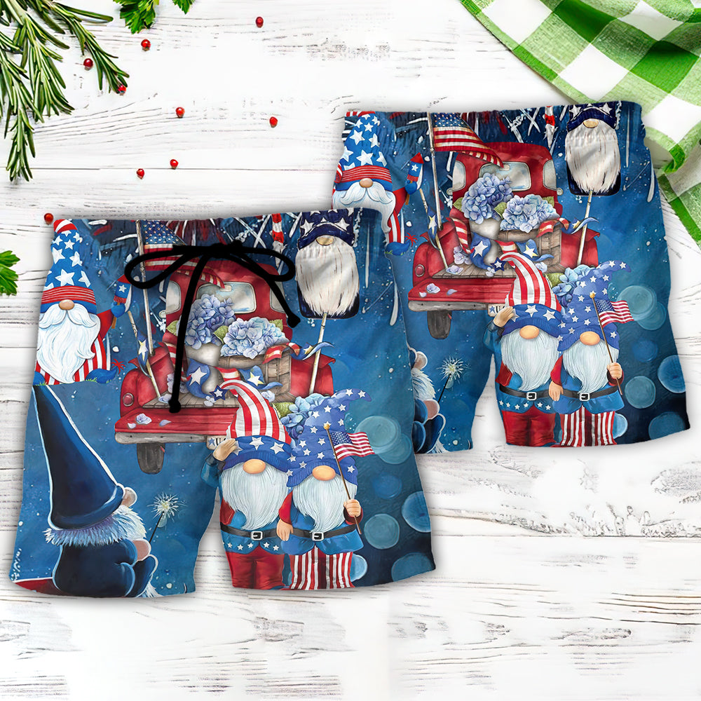 Independence Day Gnome Trio Patriotic Style – Beach Short