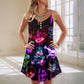 Skull Neon Holiday Art – Women's Summer Sleeveless V-Neck Camisole Dress